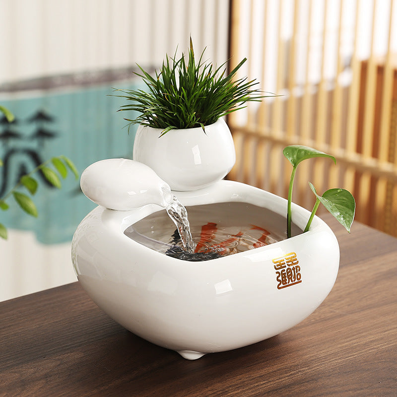 Wealth Flowing Water Ceramic Desktop Fountain Ornament