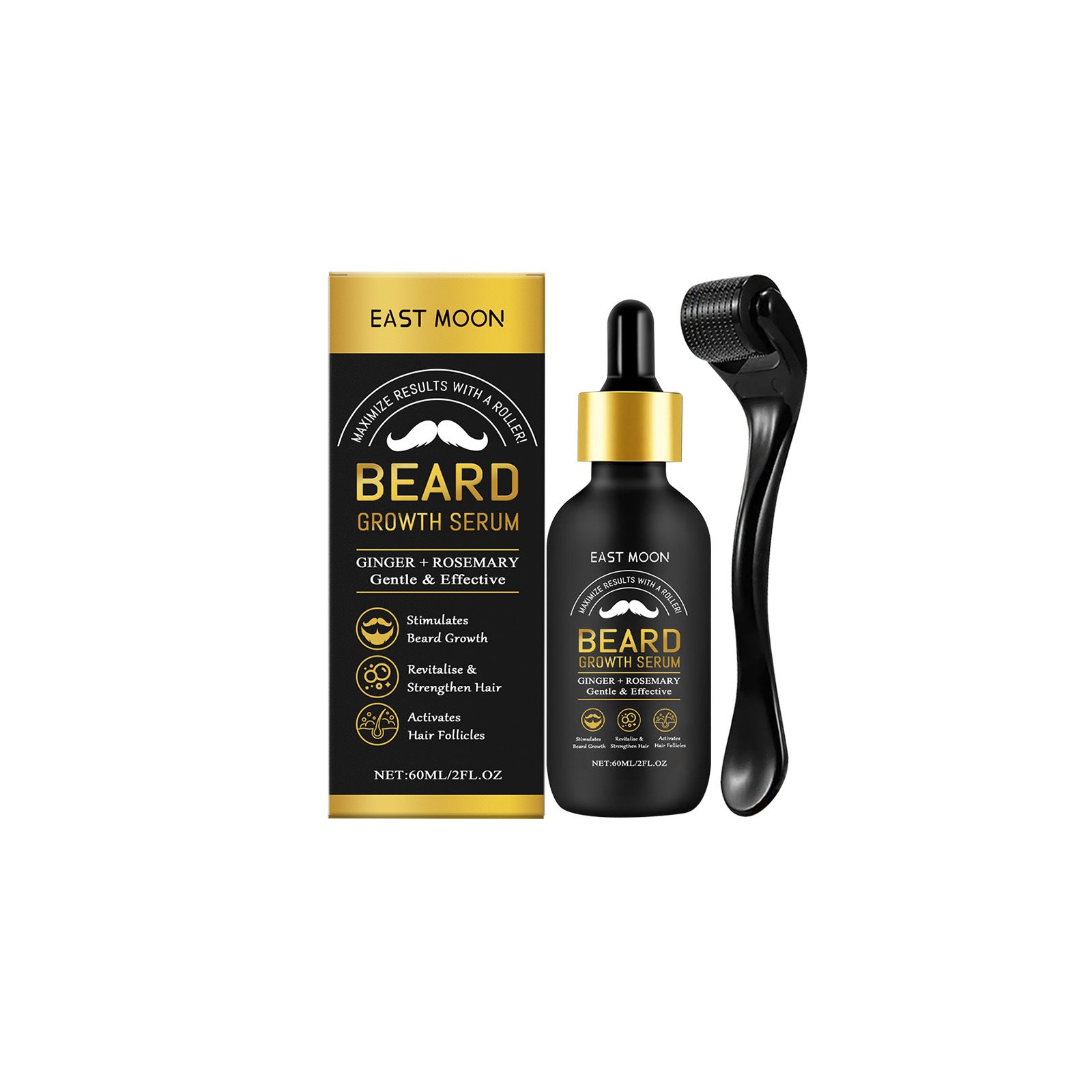 Moisturizing & Softening Beard Growth Essential Oil with Roller Applicator (60ml)